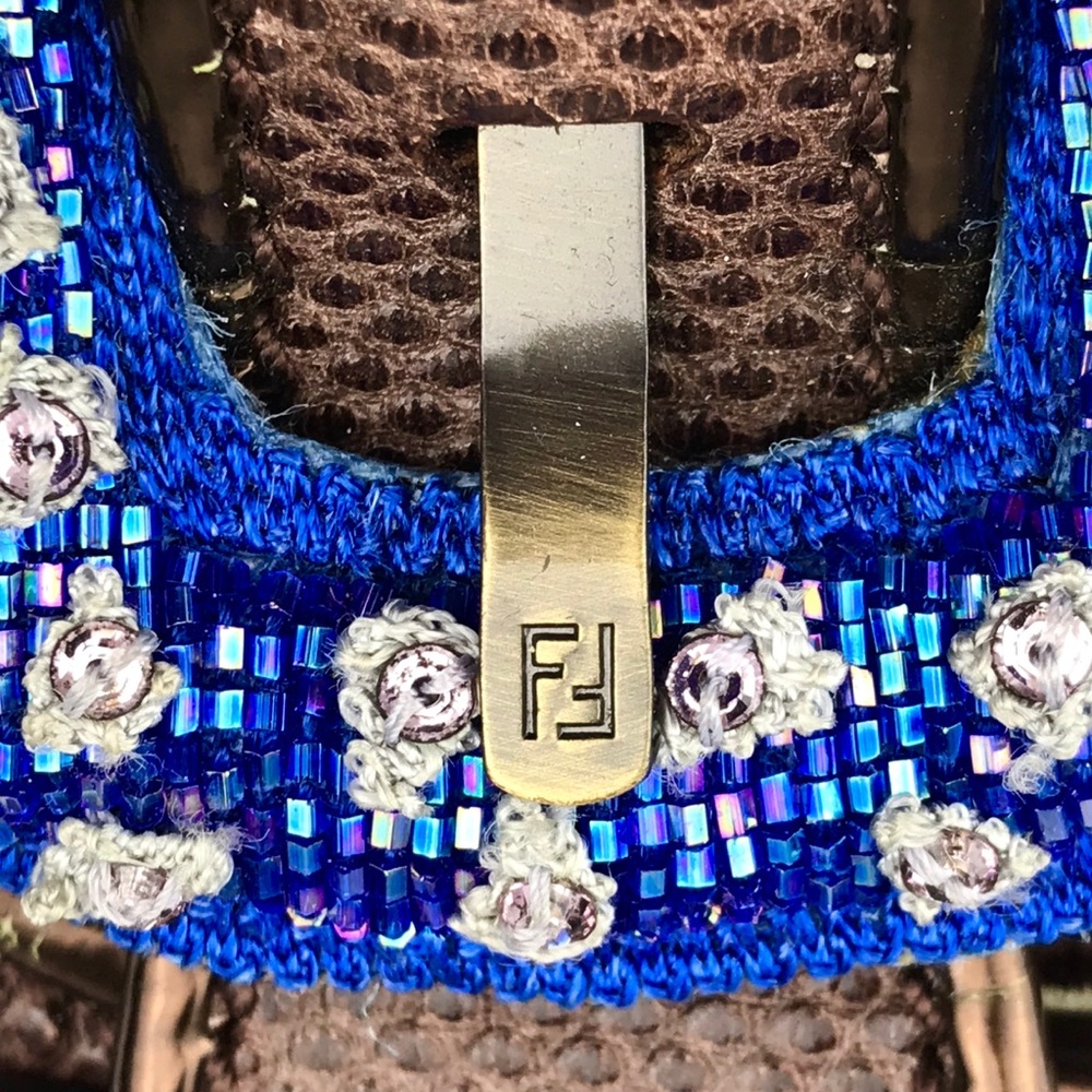 FENDI Brown Karung Blue Buckle Limited Edition Bag - Picture 5 of 8